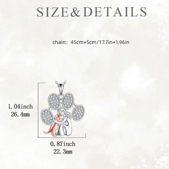 Fashion Silver Plated Dog Paw Pendant Necklace with Pet Lover Heart Design - Picture 7 of 8
